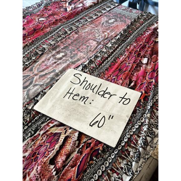 Asa Kaftans Pink Snake Print Kimono Robe Halter Dress w/ Scarf One Size Set - Picture 14 of 16